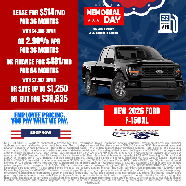 Special offer on 2026 Ford F-150 2026 Ford F-150 XL